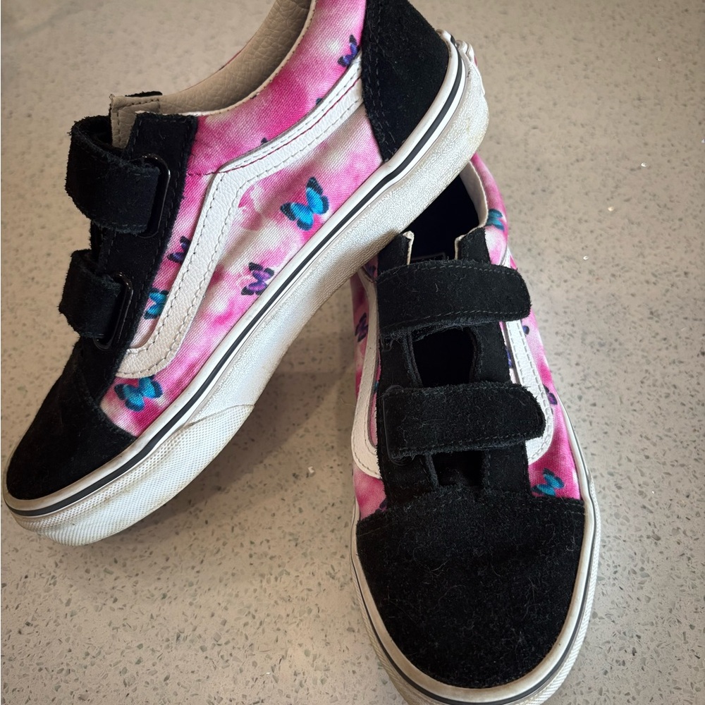 Vans Shoes Youth Skate Strap Butterfly Sneaker Pink Black